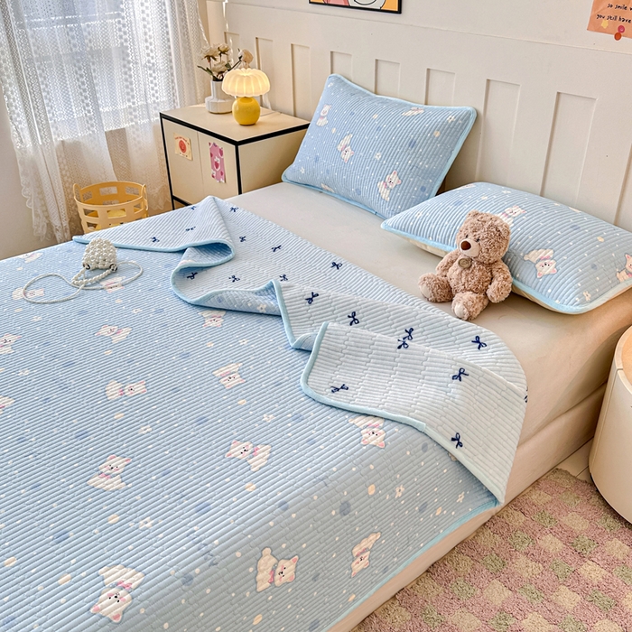 91家纺网 家纺一手货源 找家纺 岚吉家纺 2025新款全棉133*72宝宝绒棉加绒一面纯棉一面牛奶绒双面可用单床盖学生床床垫 床盖单件 泡芙狗狗