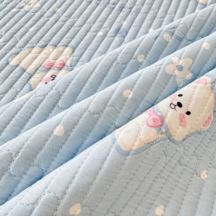 91家纺网 家纺一手货源 找家纺 岚吉家纺 2025新款全棉133*72宝宝绒棉加绒一面纯棉一面牛奶绒双面可用单床盖学生床床垫 床盖单件 泡芙狗狗