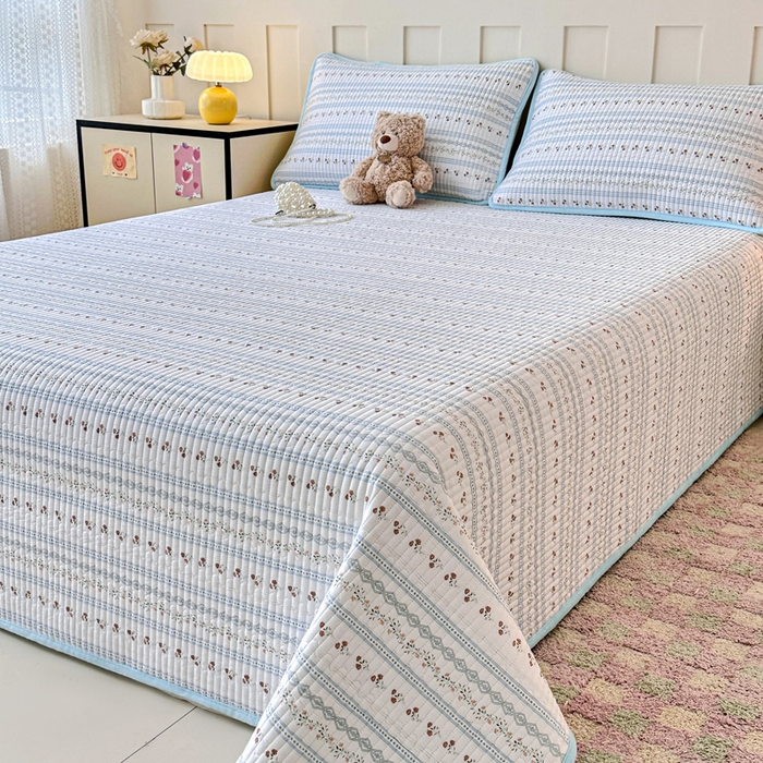 91家纺网 家纺一手货源 找家纺 岚吉家纺 2025新款全棉133*72宝宝绒棉加绒一面纯棉一面牛奶绒双面可用单床盖学生床床垫 床盖单件 樱桃花