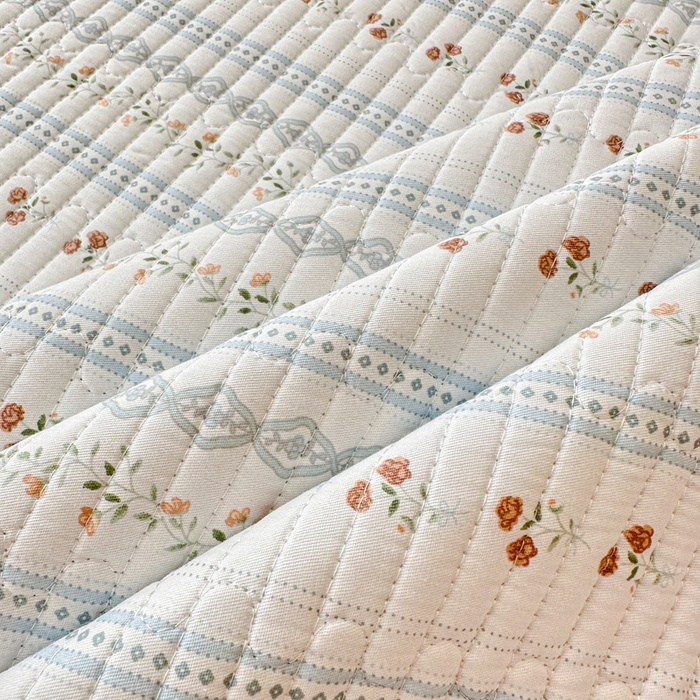 91家纺网 家纺一手货源 找家纺 岚吉家纺 2025新款全棉133*72宝宝绒棉加绒一面纯棉一面牛奶绒双面可用单床盖学生床床垫 床盖单件 樱桃花