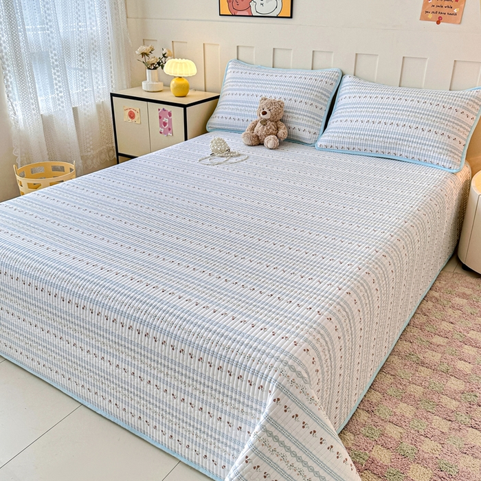 91家纺网 家纺一手货源 找家纺 岚吉家纺 2025新款全棉133*72宝宝绒棉加绒一面纯棉一面牛奶绒双面可用单床盖学生床床垫 床盖单件 樱桃花