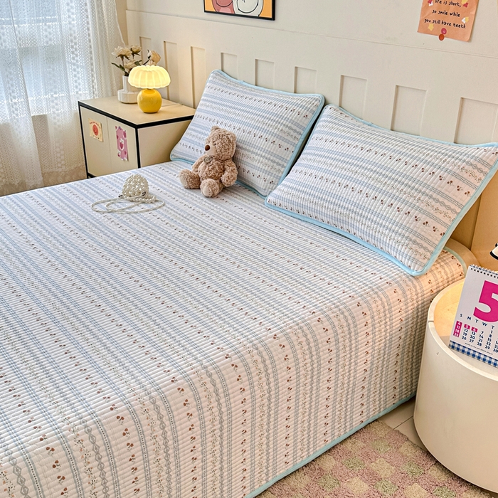 91家纺网 家纺一手货源 找家纺 岚吉家纺 2025新款全棉133*72宝宝绒棉加绒一面纯棉一面牛奶绒双面可用单床盖学生床床垫 床盖单件 樱桃花