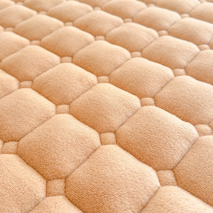 91家纺网 家纺一手货源 找家纺 爱屋及屋 2025新款牛奶绒毛巾绣床垫-学生床 luck狗-卡其