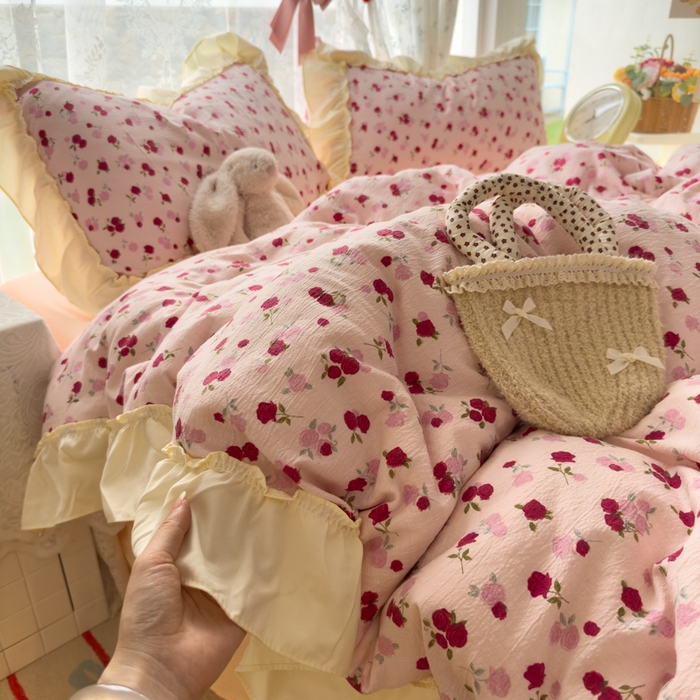 91家纺网 家纺一手货源 找家纺 （总）思诺羽床笠 2026新款亲肤云朵双层纱无印风水洗棉三件套四件套