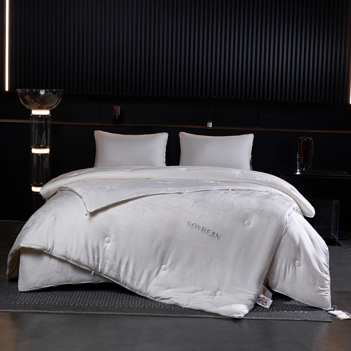 91家纺网 家纺一手货源 找家纺 朴罗 （ 原岚图） 2025新款生物基黄金大豆被二合一子母被立体加厚被芯多功能四季被 珠玉满堂 月光白