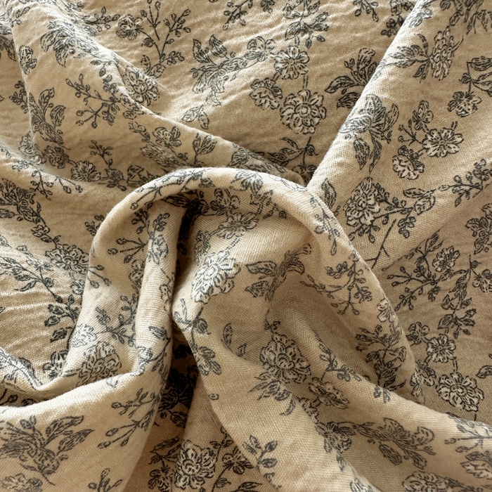 91家纺网 家纺一手货源 找家纺 思诺羽床笠 2025新款开学季法式花边A类双层纱木棉四件套 花涧溪