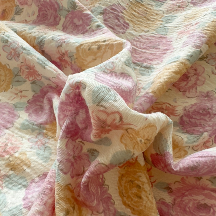 91家纺网 家纺一手货源 找家纺 思诺羽床笠 2025新款开学季法式花边A类双层纱木棉四件套 花漾