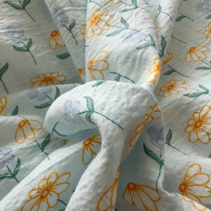 91家纺网 家纺一手货源 找家纺 思诺羽床笠 2025新款开学季法式花边A类双层纱木棉四件套 小雏菊