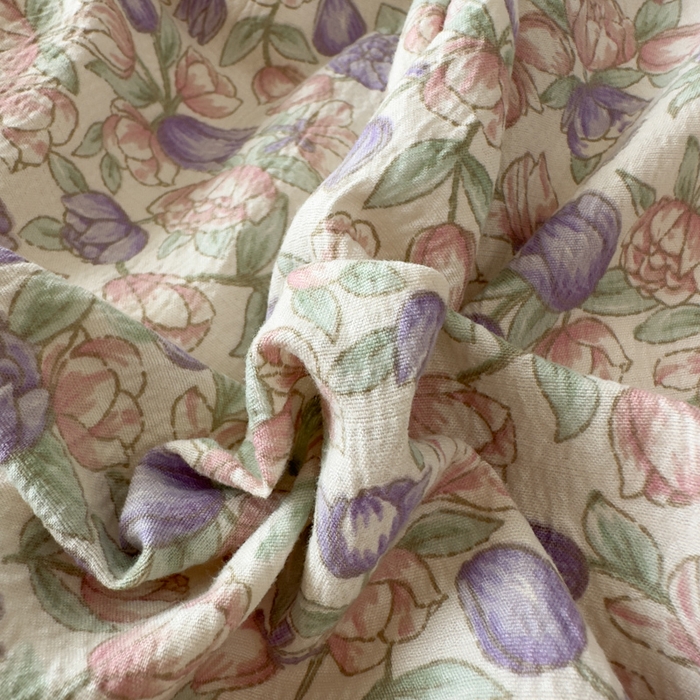 91家纺网 家纺一手货源 找家纺 思诺羽床笠 2025新款开学季法式花边A类双层纱木棉四件套 郁金香