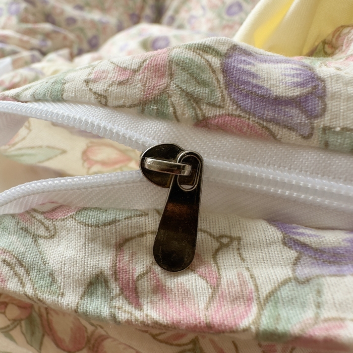 91家纺网 家纺一手货源 找家纺 思诺羽床笠 2025新款开学季法式花边A类双层纱木棉四件套 郁金香