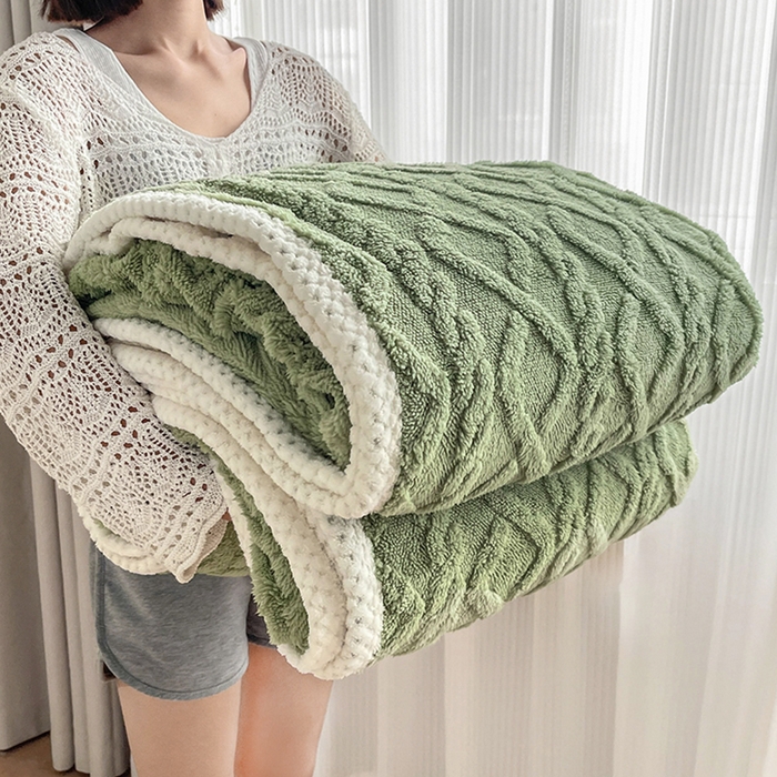 91家纺网 家纺一手货源 找家纺 雅诗帛 冬季加绒四件套云朵绒法莱绒牛奶绒雕花绒水晶绒塔芙绒毛毯学生宿舍保暖加绒加厚珊瑚绒双面绒 茶绿