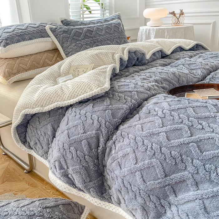 91家纺网 家纺一手货源 找家纺 （总）雅诗帛 冬季加绒四件套云朵绒法莱绒牛奶绒雕花绒水晶绒塔芙绒毛毯学生宿舍保暖加绒加厚珊瑚绒双面绒