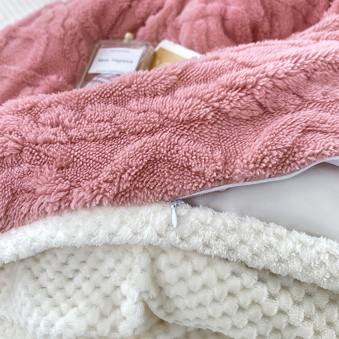 91家纺网 家纺一手货源 找家纺 雅诗帛 冬季加绒四件套云朵绒法莱绒牛奶绒雕花绒水晶绒塔芙绒毛毯学生宿舍保暖加绒加厚珊瑚绒双面绒 桃粉