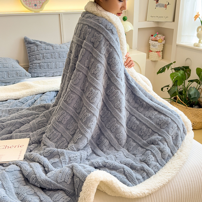 91家纺网 家纺一手货源 找家纺 （总）世纪绒品 2025新款多宝熊羊羔绒双层毛毯