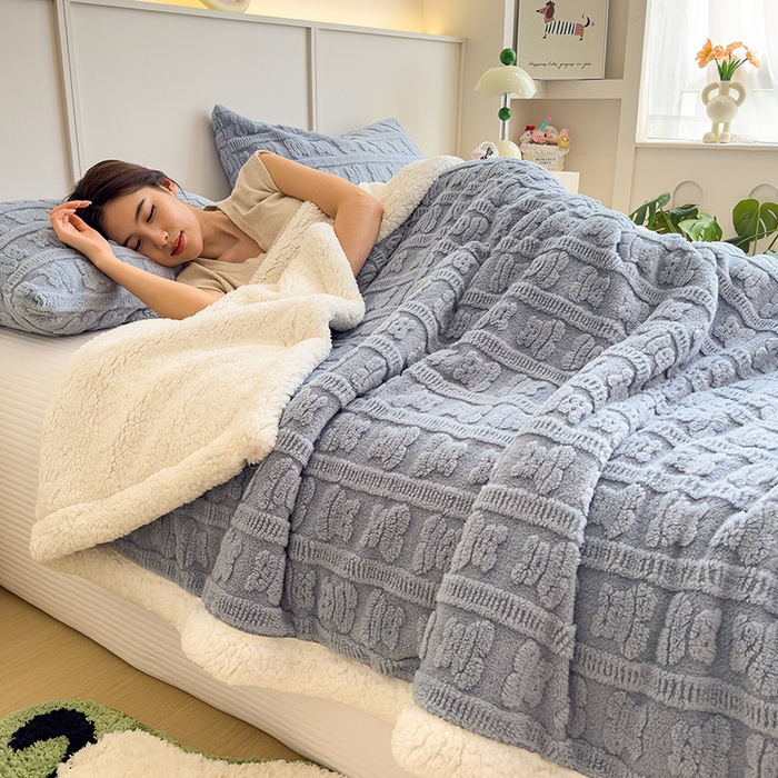 91家纺网 家纺一手货源 找家纺 （总）世纪绒品 2025新款多宝熊羊羔绒双层毛毯