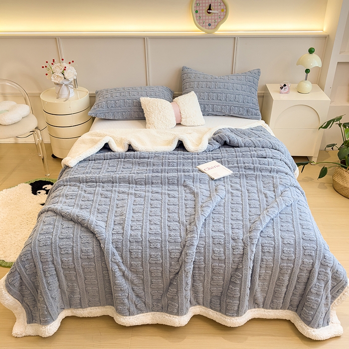 91家纺网 家纺一手货源 找家纺 （总）世纪绒品 2025新款多宝熊羊羔绒双层毛毯