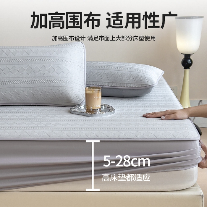 91家纺网 家纺一手货源 找家纺 雅诗帛 2025新款A类柔感彩绒棉夹棉床笠-素菱笺 素菱笺-高级灰