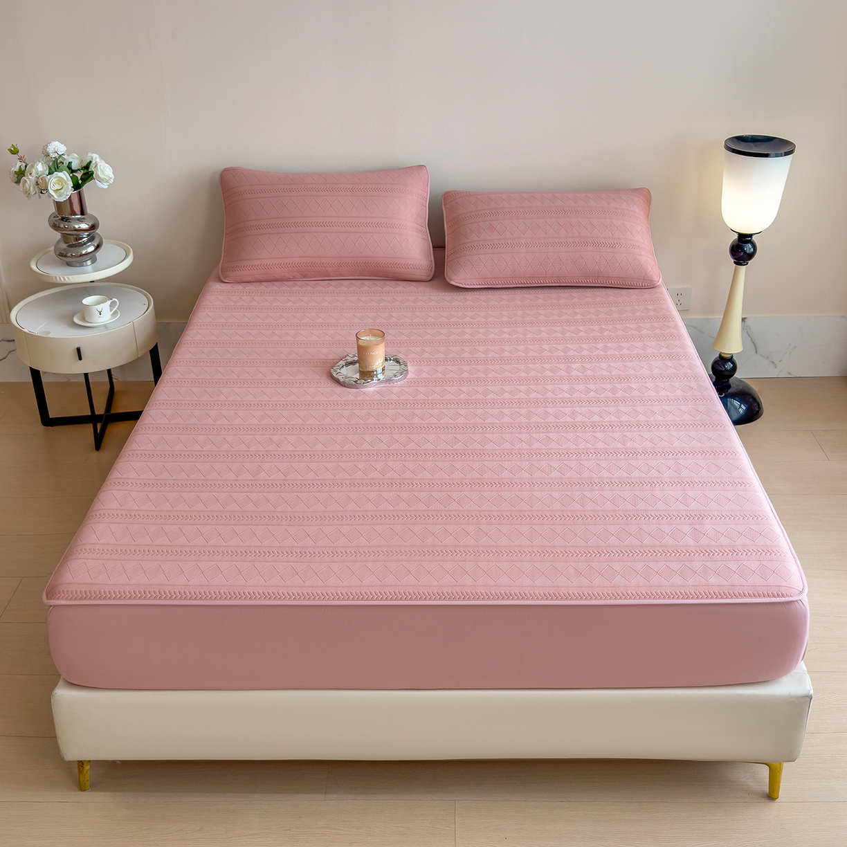 91家纺网 家纺一手货源 找家纺 雅诗帛 2025新款A类柔感彩绒棉夹棉床笠-素菱笺 素菱笺-豆沙奶昔