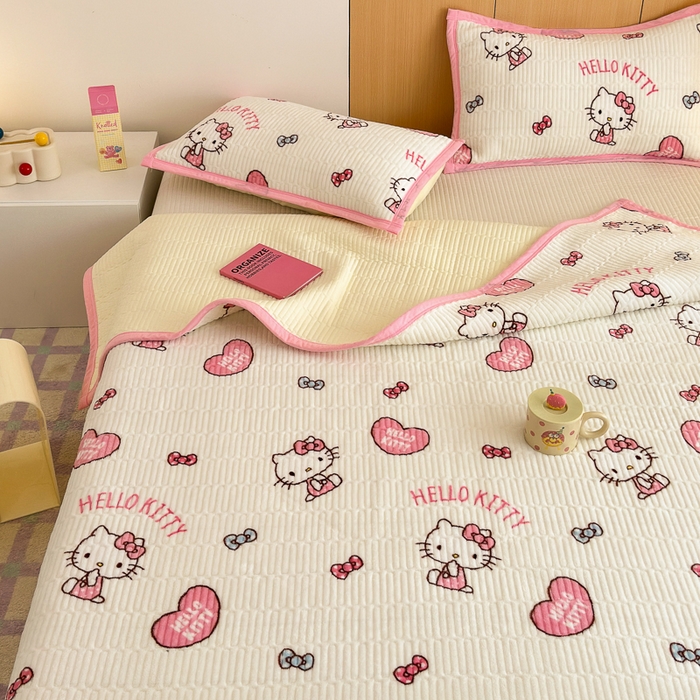 91家纺网 家纺一手货源 找家纺 （总）希诺家居 2025新款三丽鸥正版授权加厚牛奶绒床盖三件套