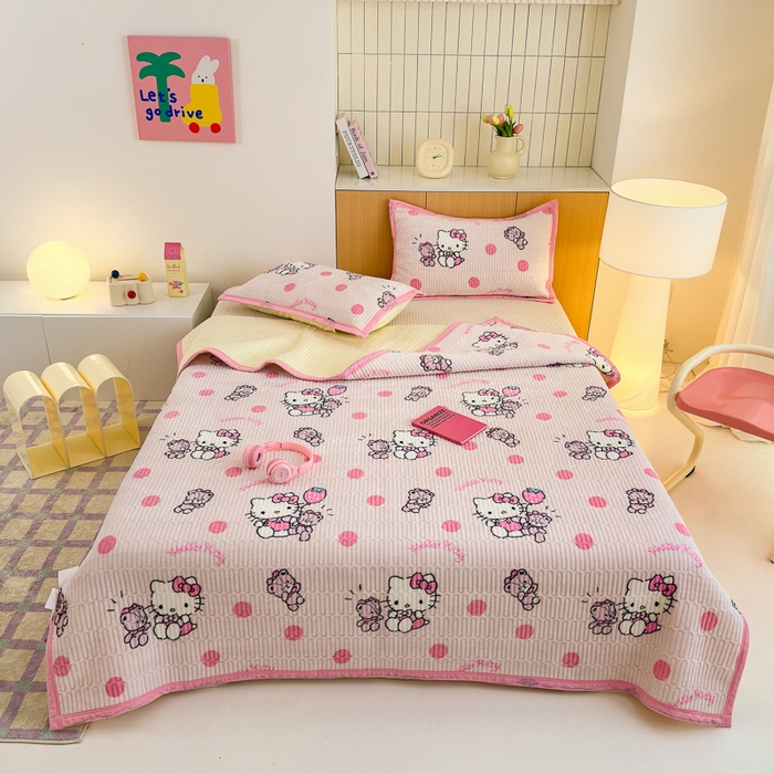 91家纺网 家纺一手货源 找家纺 （总）希诺家居 2025新款三丽鸥正版授权加厚牛奶绒床盖三件套