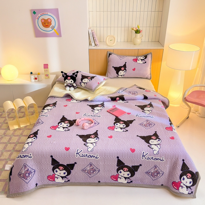 希诺家居 2025新款三丽鸥正版授权加厚牛奶绒床盖三件套 梦幻库洛米