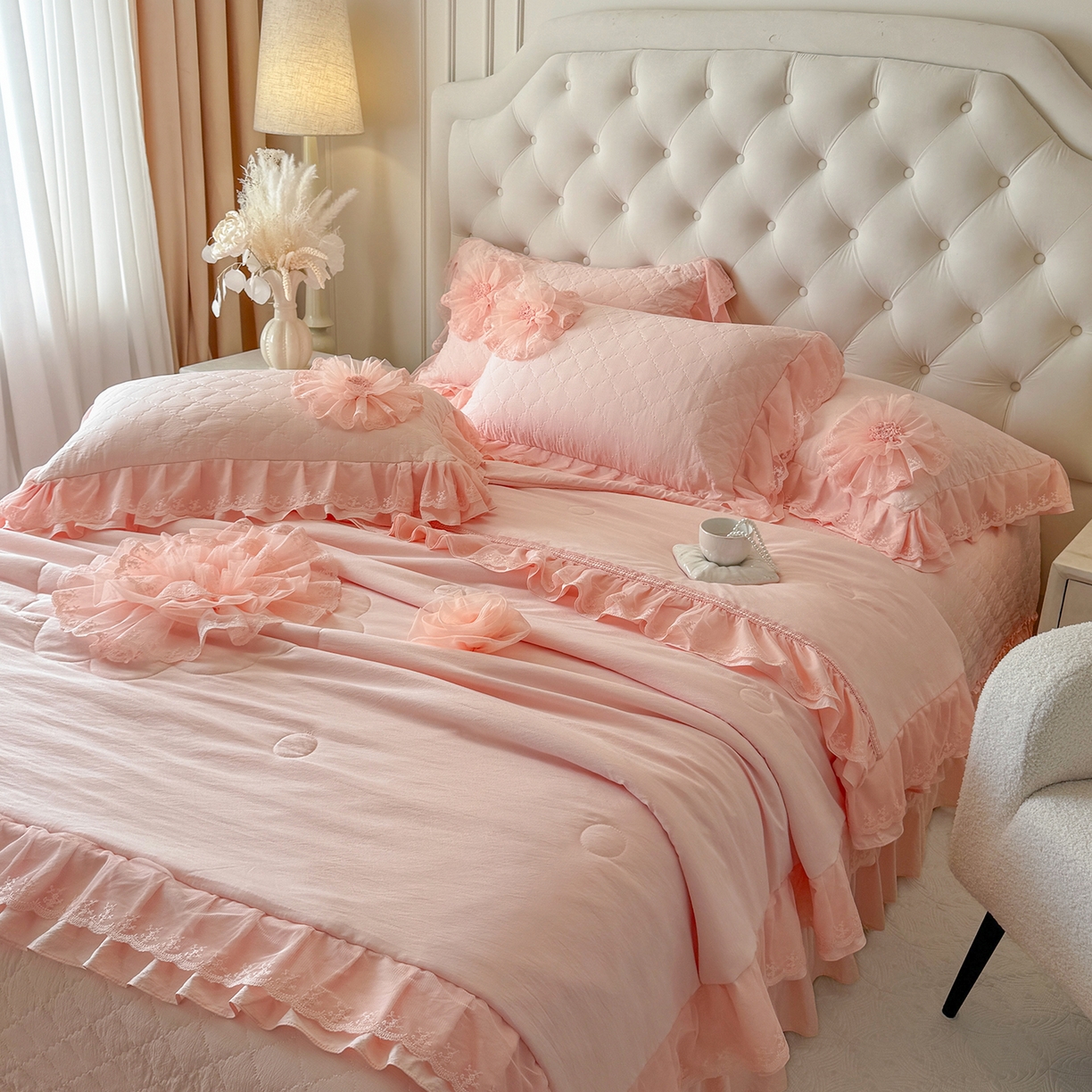 91家纺网 家纺一手货源 找家纺 罗优家纺 2025新款超细旦天丝+棉四件套（高档礼盒包装） 茉莉白