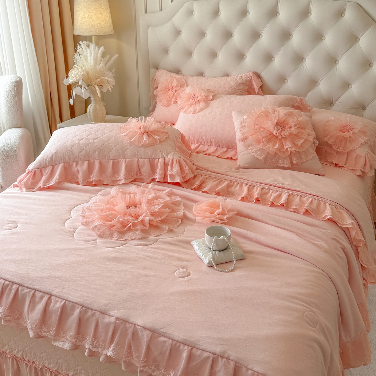 91家纺网 家纺一手货源 找家纺 （总）罗优家纺 2025新款多功能可装被芯花朵可拆卸夏被四件套