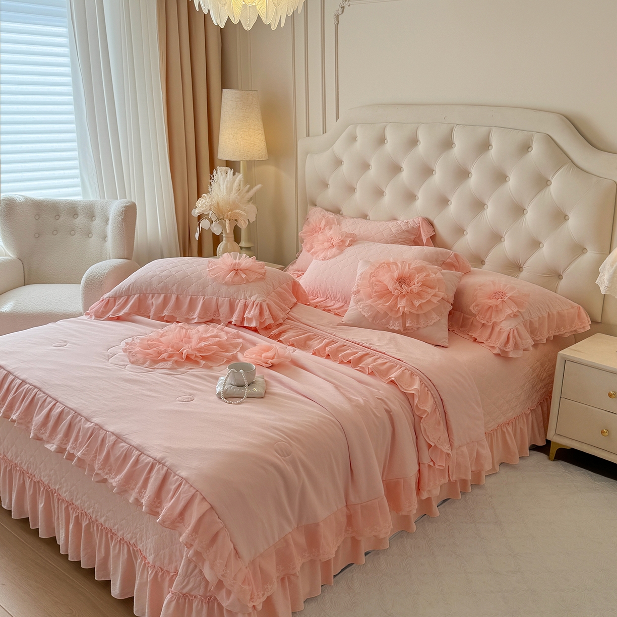 91家纺网 家纺一手货源 找家纺 （总）罗优家纺 2025新款多功能可装被芯花朵可拆卸夏被四件套