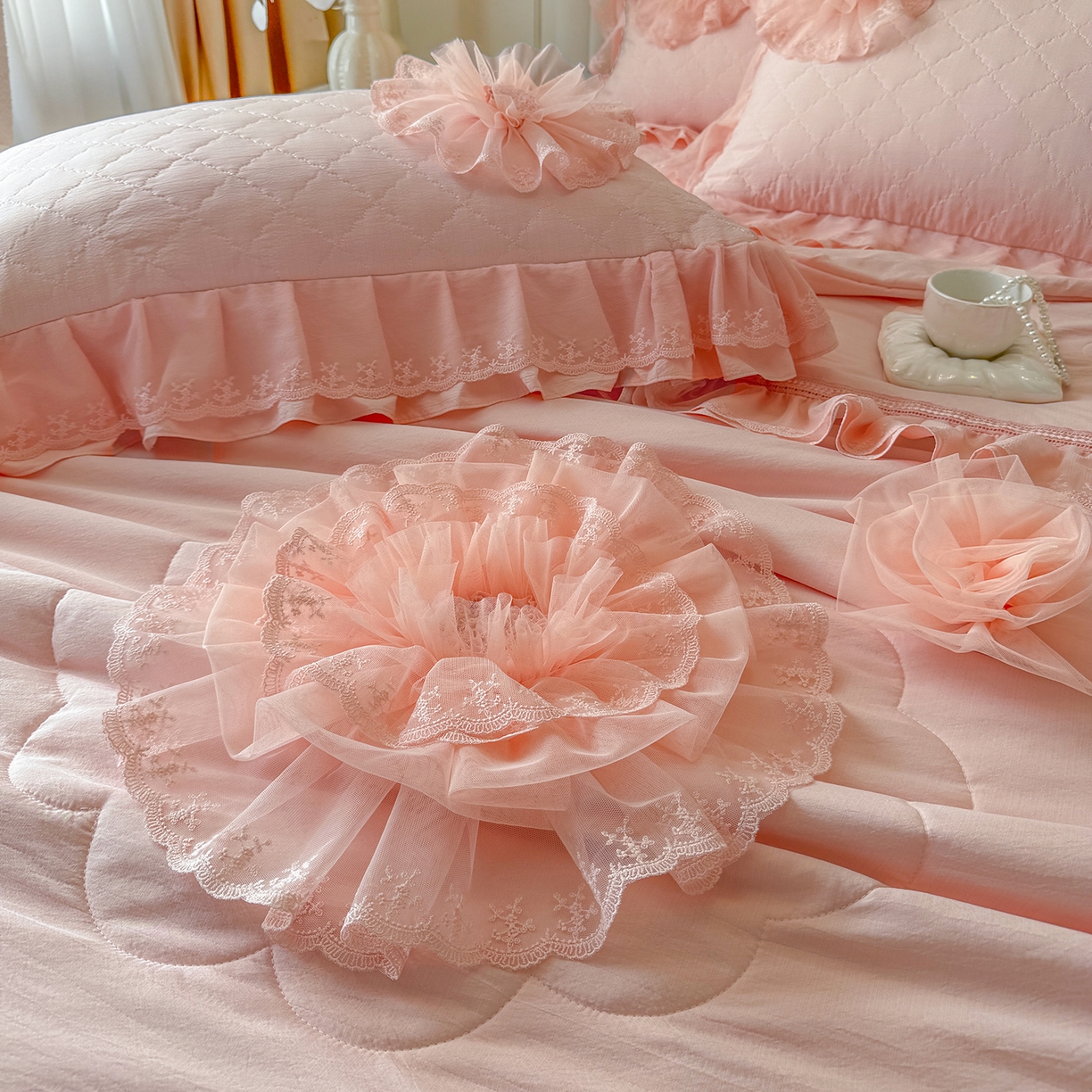 91家纺网 家纺一手货源 找家纺 （总）罗优家纺 2025新款多功能可装被芯花朵可拆卸夏被四件套