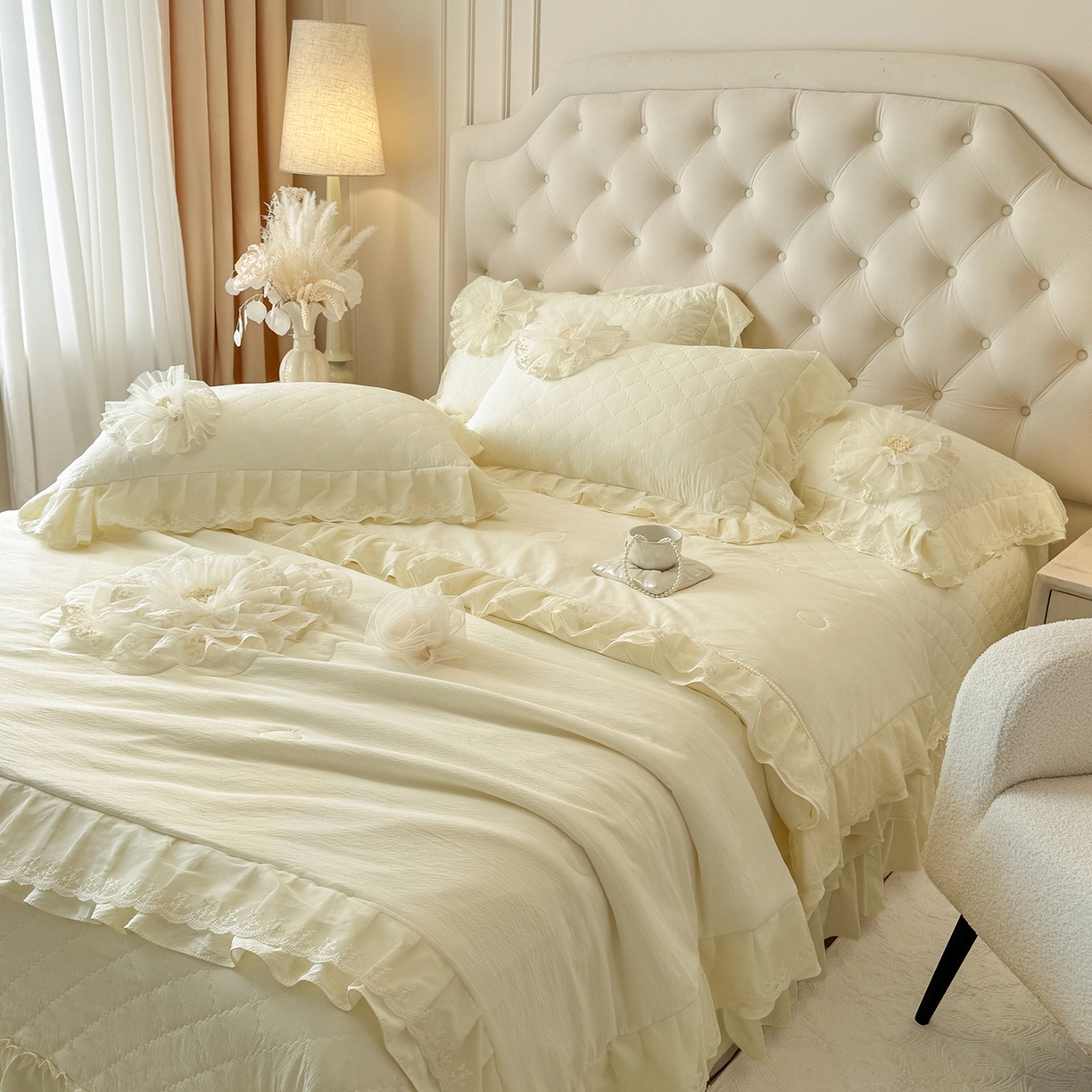 91家纺网 家纺一手货源 找家纺 （总）罗优家纺 2025新款多功能可装被芯花朵可拆卸夏被四件套