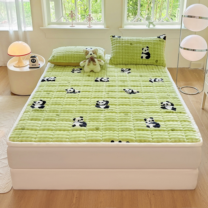 91家纺网 家纺一手货源 找家纺 （总）2025新款印花泡泡兔毛绒床垫学生宿舍床褥软垫