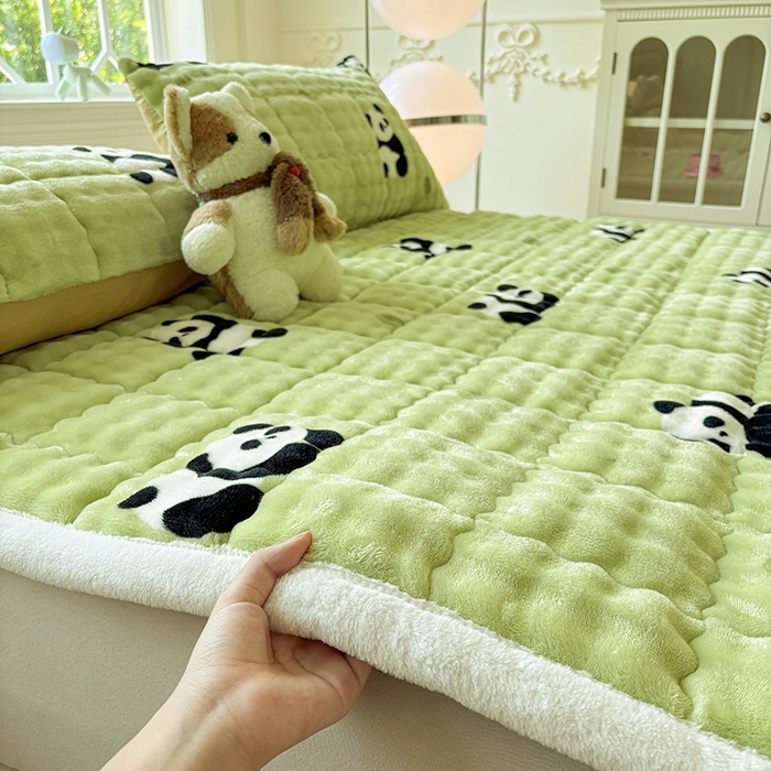 91家纺网 家纺一手货源 找家纺 （总）2025新款印花泡泡兔毛绒床垫学生宿舍床褥软垫