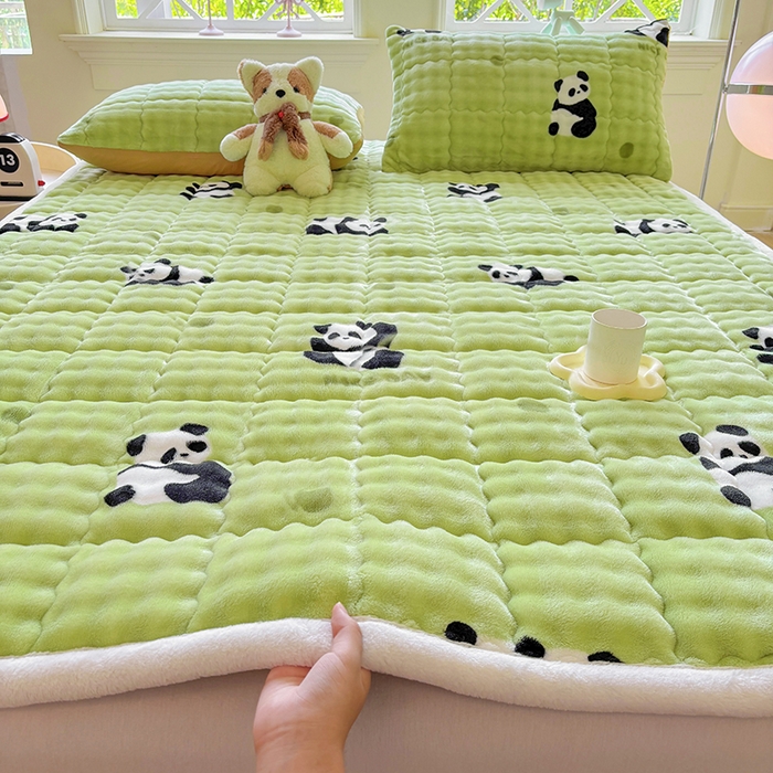 91家纺网 家纺一手货源 找家纺 （总）2025新款印花泡泡兔毛绒床垫学生宿舍床褥软垫