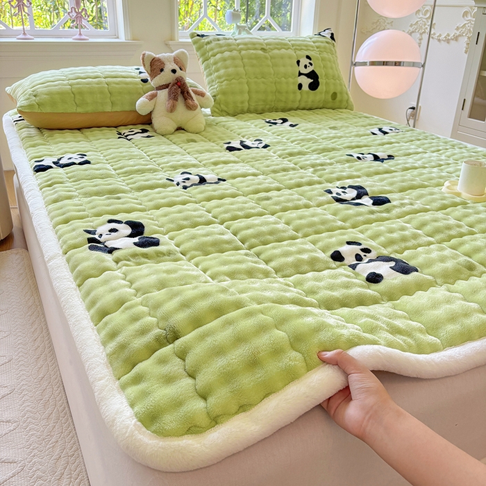 91家纺网 家纺一手货源 找家纺 （总）2025新款印花泡泡兔毛绒床垫学生宿舍床褥软垫