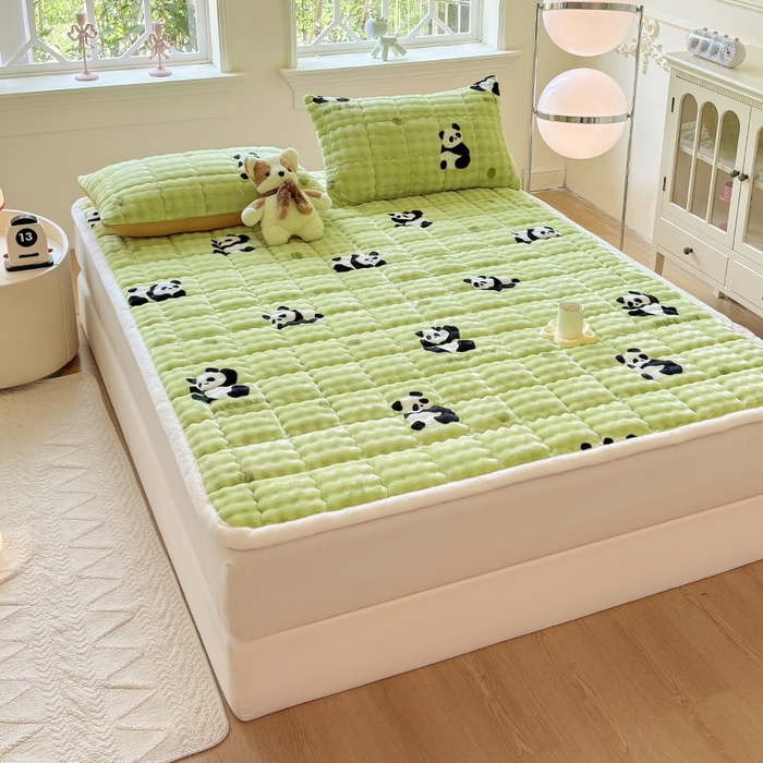 91家纺网 家纺一手货源 找家纺 （总）2025新款印花泡泡兔毛绒床垫学生宿舍床褥软垫