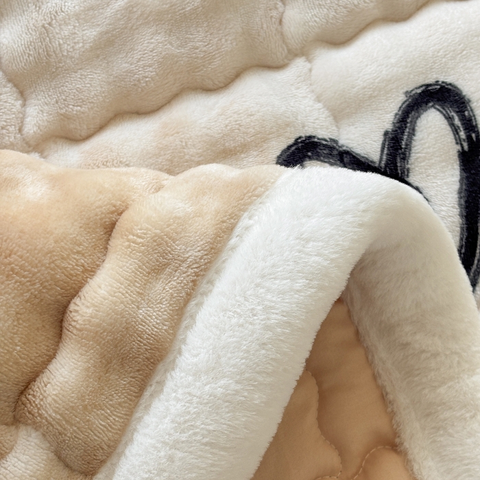 91家纺网 家纺一手货源 找家纺 2025新款印花泡泡兔毛绒床垫学生宿舍床褥软垫 爱心-咖