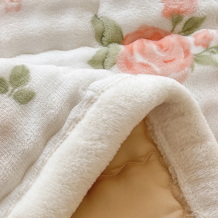 91家纺网 家纺一手货源 找家纺 2025新款印花泡泡兔毛绒床垫学生宿舍床褥软垫 繁花