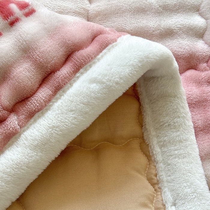 91家纺网 家纺一手货源 找家纺 2025新款印花泡泡兔毛绒床垫学生宿舍床褥软垫 粉色空间