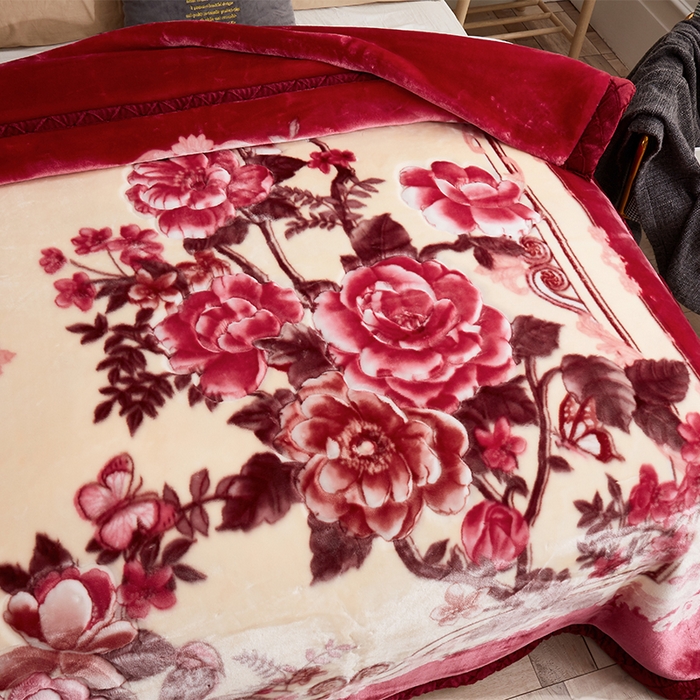 91家纺网 家纺一手货源 找家纺 雅诗帛 【2025年新款】双层加厚冬季毛毯拉舍尔毛毯加绒特厚婚庆结婚送礼毯子盖毯珊瑚绒 寒梅雪开