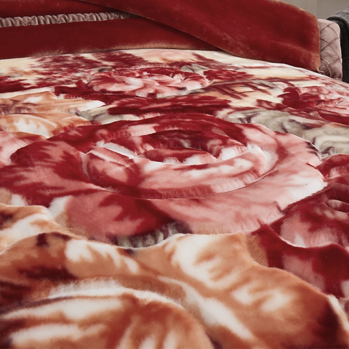 91家纺网 家纺一手货源 找家纺 雅诗帛 【2025年新款】双层加厚冬季毛毯拉舍尔毛毯加绒特厚婚庆结婚送礼毯子盖毯珊瑚绒 花团锦簇