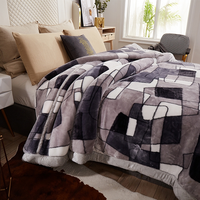 91家纺网 家纺一手货源 找家纺 雅诗帛 【2025年新款】双层加厚冬季毛毯拉舍尔毛毯加绒特厚婚庆结婚送礼毯子盖毯珊瑚绒 简约时尚