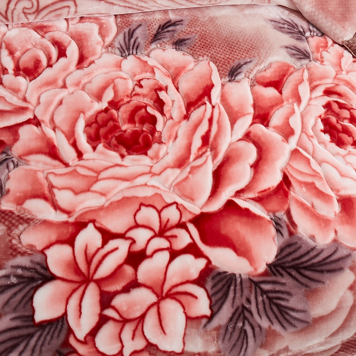 91家纺网 家纺一手货源 找家纺 雅诗帛 【2025年新款】双层加厚冬季毛毯拉舍尔毛毯加绒特厚婚庆结婚送礼毯子盖毯珊瑚绒 牡丹仙子-豆沙