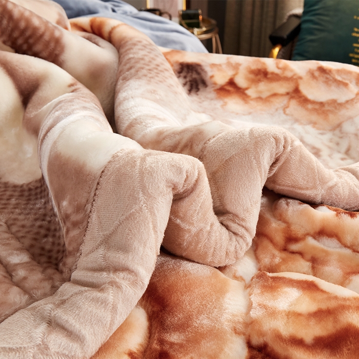 91家纺网 家纺一手货源 找家纺 雅诗帛 【2025年新款】双层加厚冬季毛毯拉舍尔毛毯加绒特厚婚庆结婚送礼毯子盖毯珊瑚绒 牡丹仙子-咖