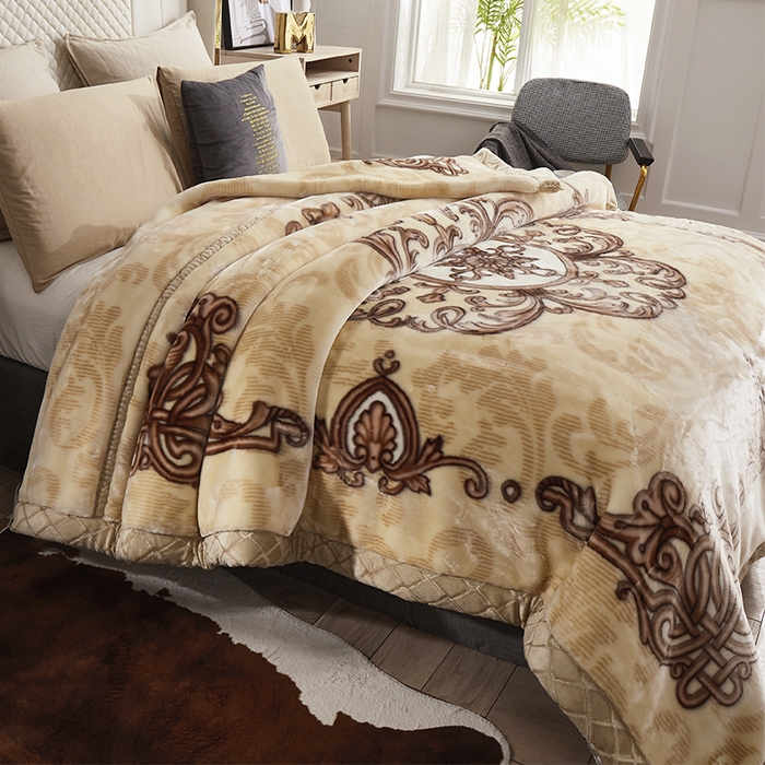 91家纺网 家纺一手货源 找家纺 雅诗帛 【2025年新款】双层加厚冬季毛毯拉舍尔毛毯加绒特厚婚庆结婚送礼毯子盖毯珊瑚绒 欧式风情