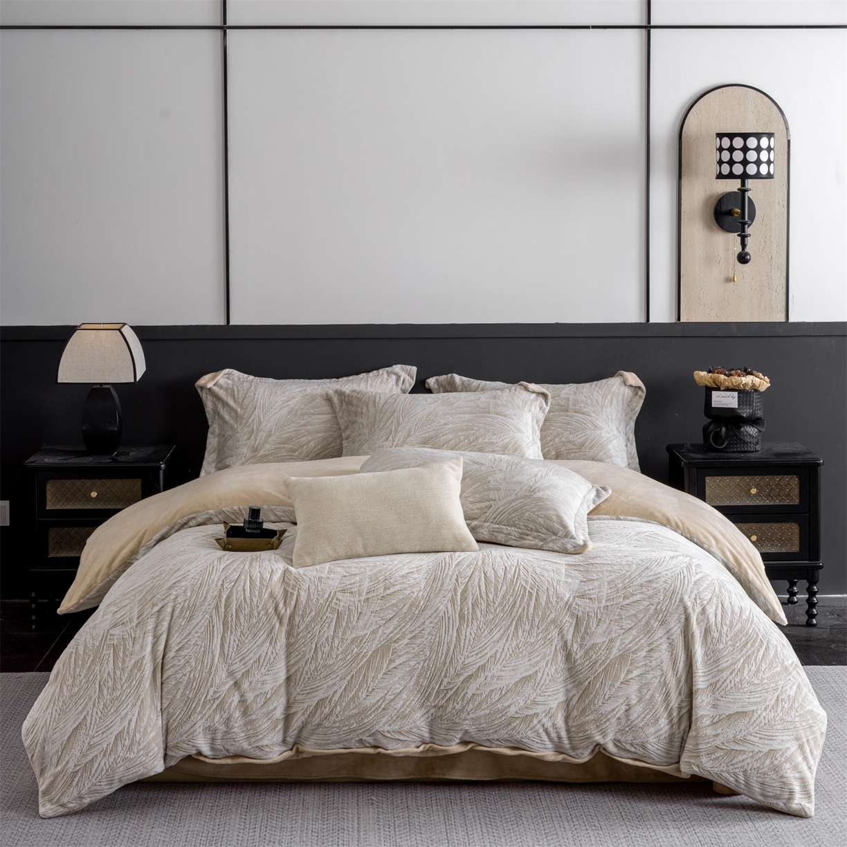 罗优家纺 2025新款牛奶绒雕花绒四件套 芦苇-咖