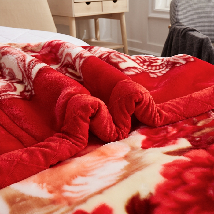 91家纺网 家纺一手货源 找家纺 雅诗帛 【2025年新款】双层加厚冬季毛毯拉舍尔毛毯加绒特厚婚庆结婚送礼毯子盖毯珊瑚绒 情投意合