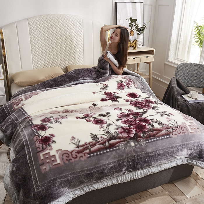 91家纺网 家纺一手货源 找家纺 雅诗帛 【2025年新款】双层加厚冬季毛毯拉舍尔毛毯加绒特厚婚庆结婚送礼毯子盖毯珊瑚绒 水墨年华