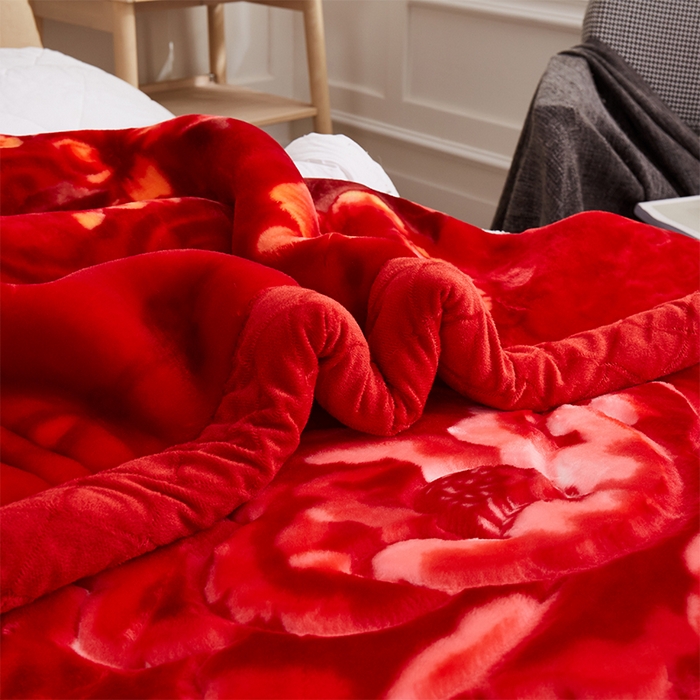 91家纺网 家纺一手货源 找家纺 雅诗帛 【2025年新款】双层加厚冬季毛毯拉舍尔毛毯加绒特厚婚庆结婚送礼毯子盖毯珊瑚绒 新郎新娘