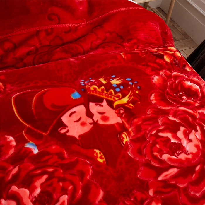 91家纺网 家纺一手货源 找家纺 雅诗帛 【2025年新款】双层加厚冬季毛毯拉舍尔毛毯加绒特厚婚庆结婚送礼毯子盖毯珊瑚绒 新郎新娘