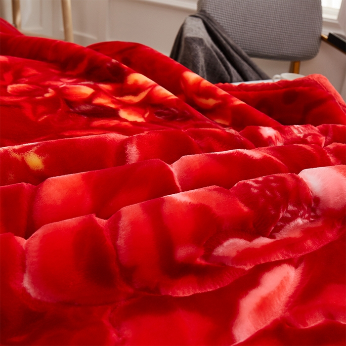 91家纺网 家纺一手货源 找家纺 雅诗帛 【2025年新款】双层加厚冬季毛毯拉舍尔毛毯加绒特厚婚庆结婚送礼毯子盖毯珊瑚绒 新郎新娘